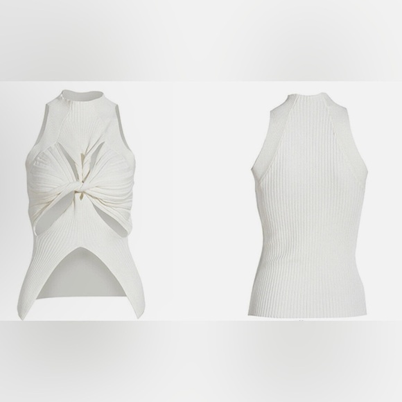 NWOT White Cutout Sleeveless Knit Top - Picture 2 of 6